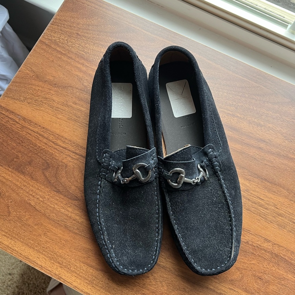 Men's Navy Suede Bit Loafers